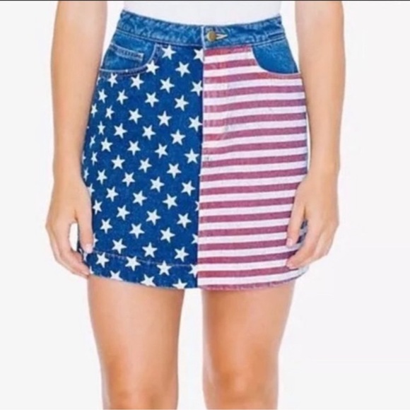 American Apparel Stars and Stripes flag denim skirt xs - Picture 1 of 6